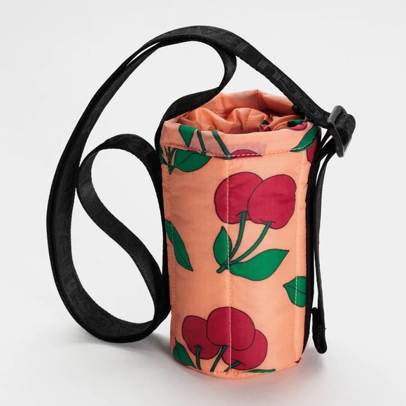 BAGGU Handbags - BAGGU Peach Cherry Print Mini Crossbody with Black Strap